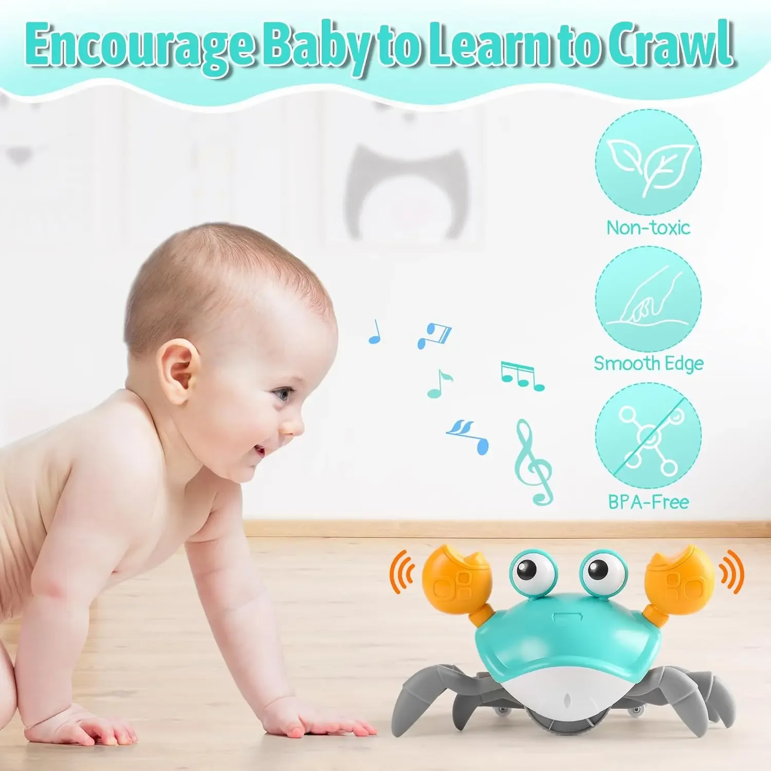 Baby Musical Crawling Crab Plush Toy with Songs Recording Feature Dancing Walking Moving Bouncing Sensory Toys Birthday Gifts