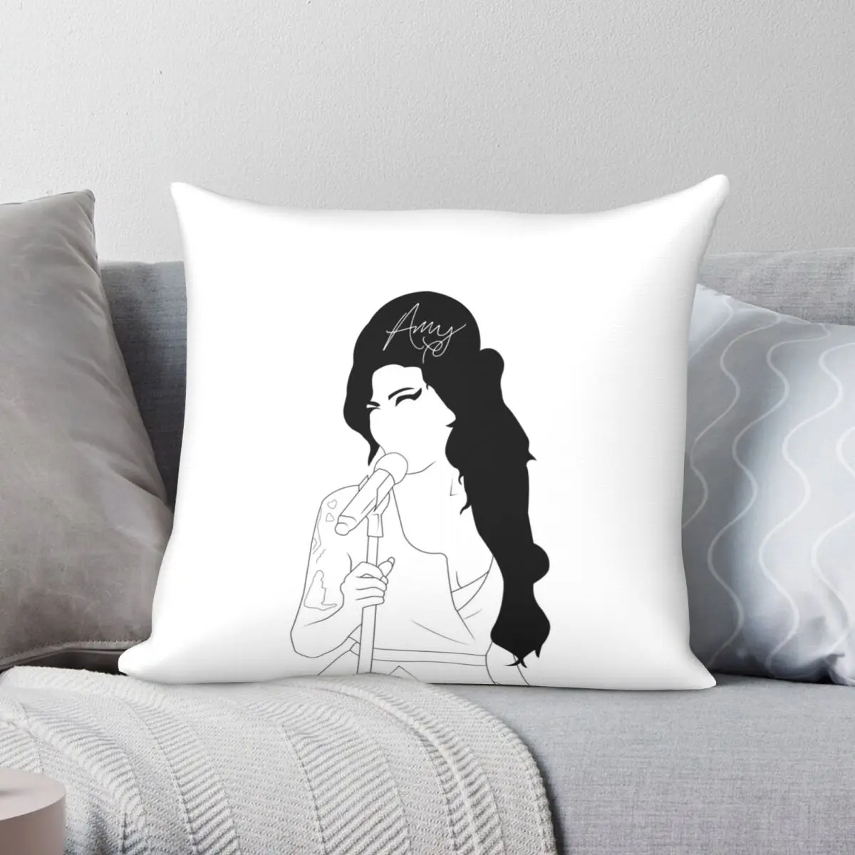 Amy Winehouse Pillowcase Polyester Linen Velvet Printed Zip Decor Throw Pillow Case Home Cushion Cover