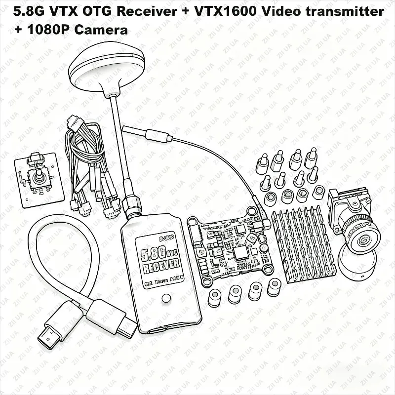 B-CUBE VTX OTG Receiver 5.8G 150CH Channel FPV VTX800 1000 1600 2500MW Video Transmitter Audio Android Phone RC Airplane Drone