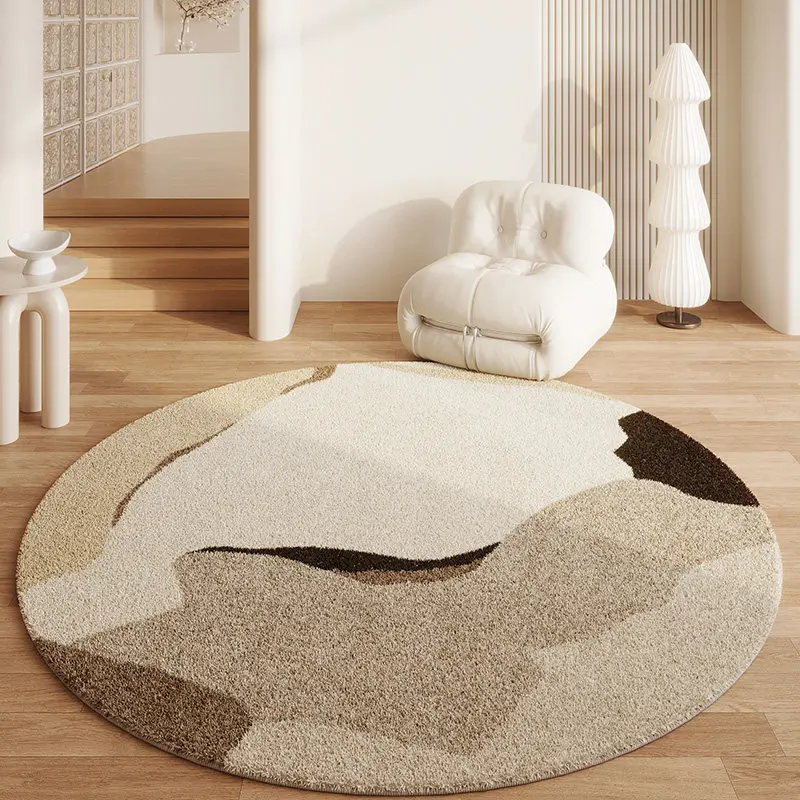 Cream Style Bedroom Decor Round Carpet Thicken Plush Carpets for Living Room Washable Lounge Floor Mat Fluffy Soft Cloakroom Rug