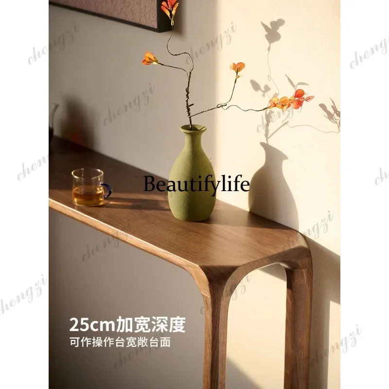 D80 Solid Wood Strip Table Entryway Table Ultra-Narrow 25cm North American Black Walnut Wood Edge Strip Table