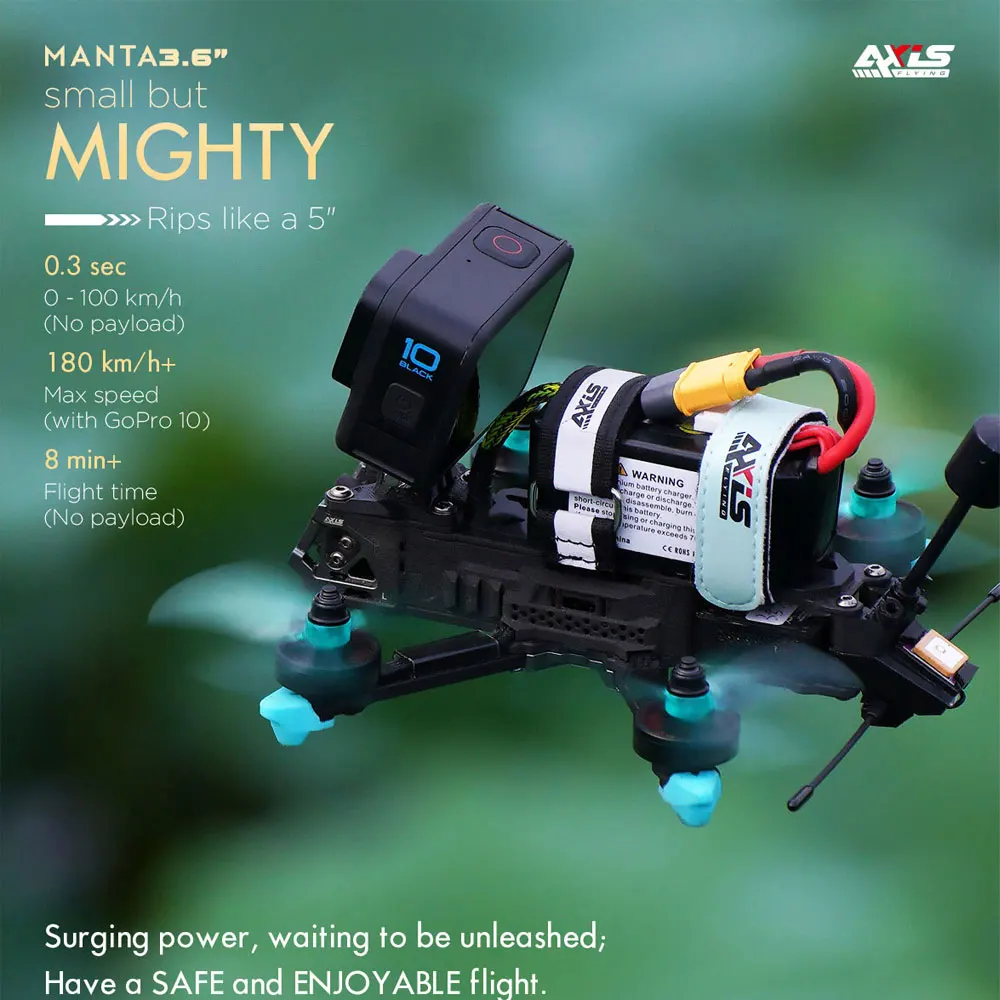 Axisflying MANTA 3.6inch 6S O3 Air Unit FPV Freestyle Drone With Argus Mini Flystack C224 2750KV Motor GemFan 3.6inch Props