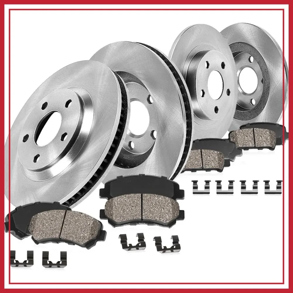 

Front and Rear Brake Kit for Nissan Rogue 2014-20, Rogue Sport 2017-22 - Disc Rotors with Ceramic Brake Pads + Hardware