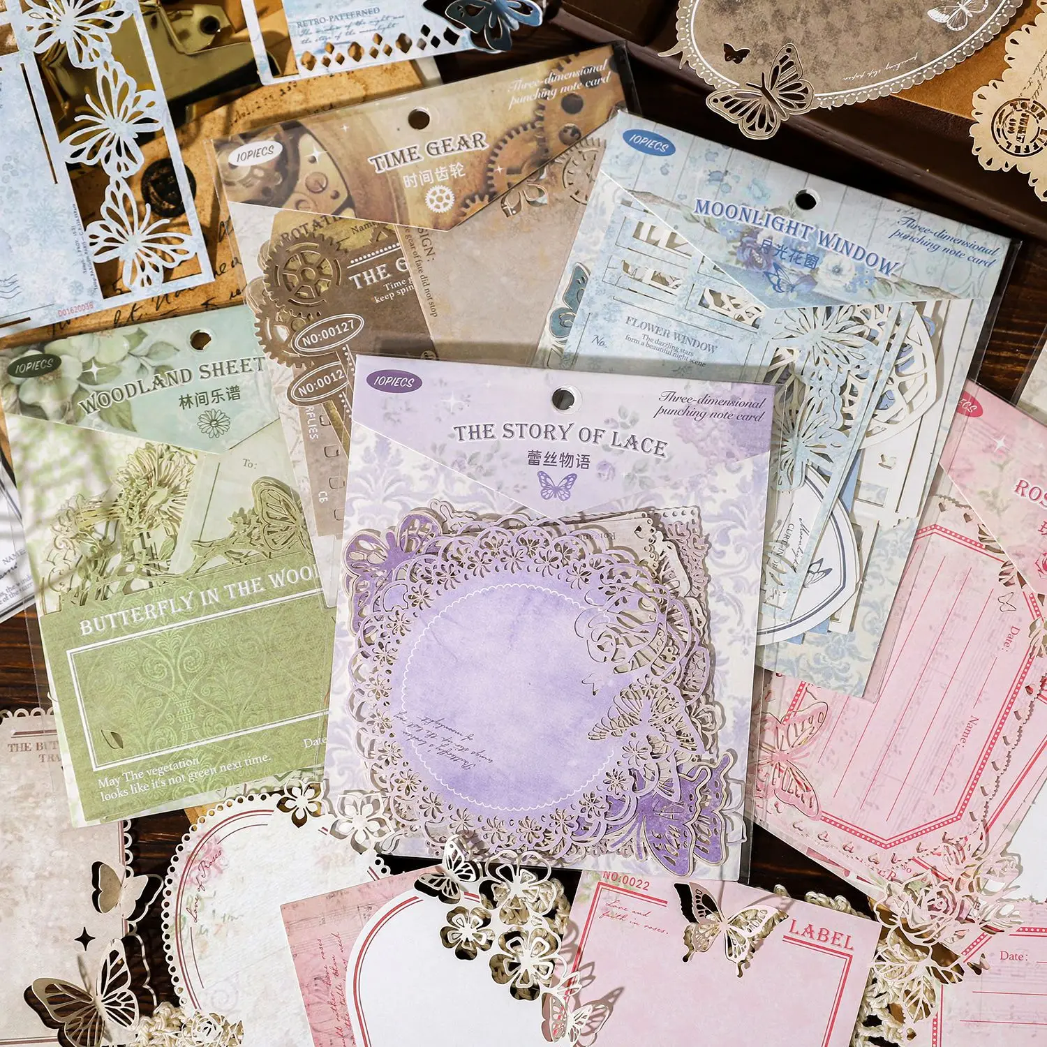 10pcs/lot Memo Pads Material Paper morning glory but butterfly shadow Junk Journal Scrapbooking  Background Decoration Paper