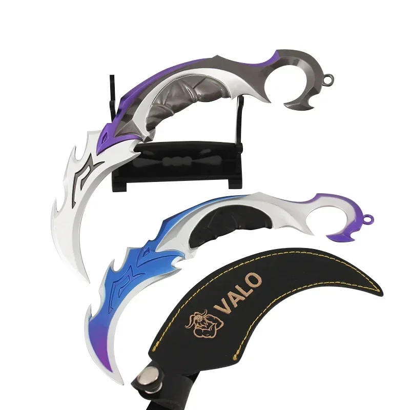 Valorant Keychain Peripheral Melee Weapon Reaver 2.0 Karambit Knife Purple and Blue Samurai Sword Weapon Model Gift Toys Game