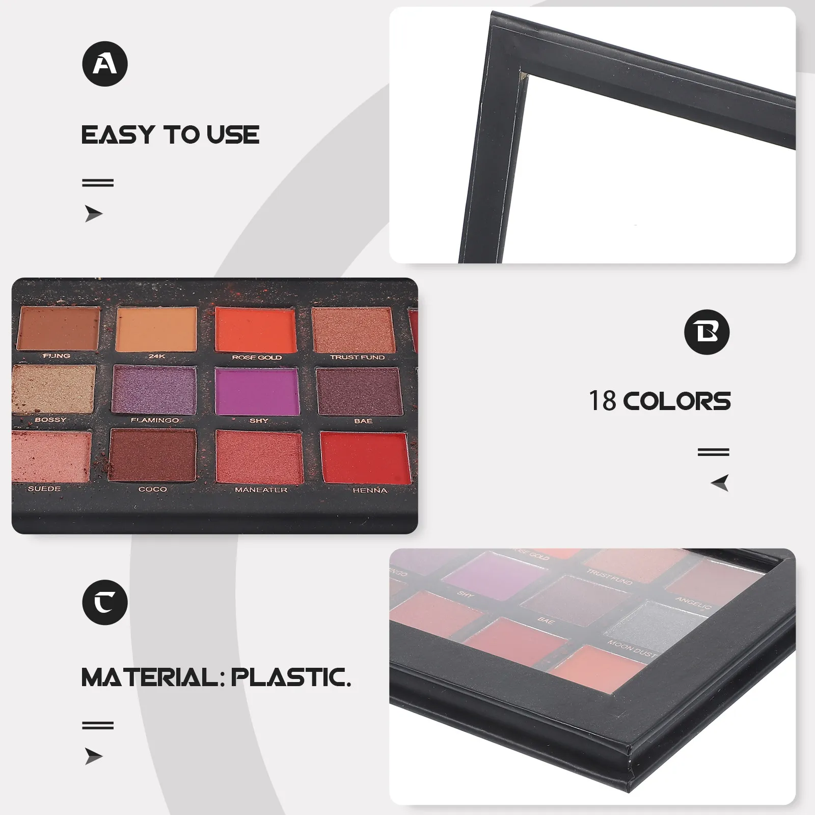 18 Colors Eye Shadow Palette Pressed Bright Highly Pigmented Smooth Texture Light Smoky Eyes Makeup Essential Eyeshadow Powder