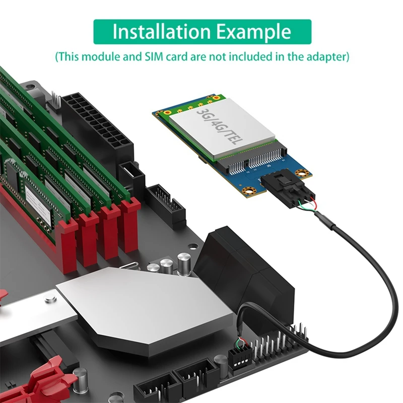 Adaptador Mini PCI-E para USB com slot para cartão SIM para módulo WWAN/LTE