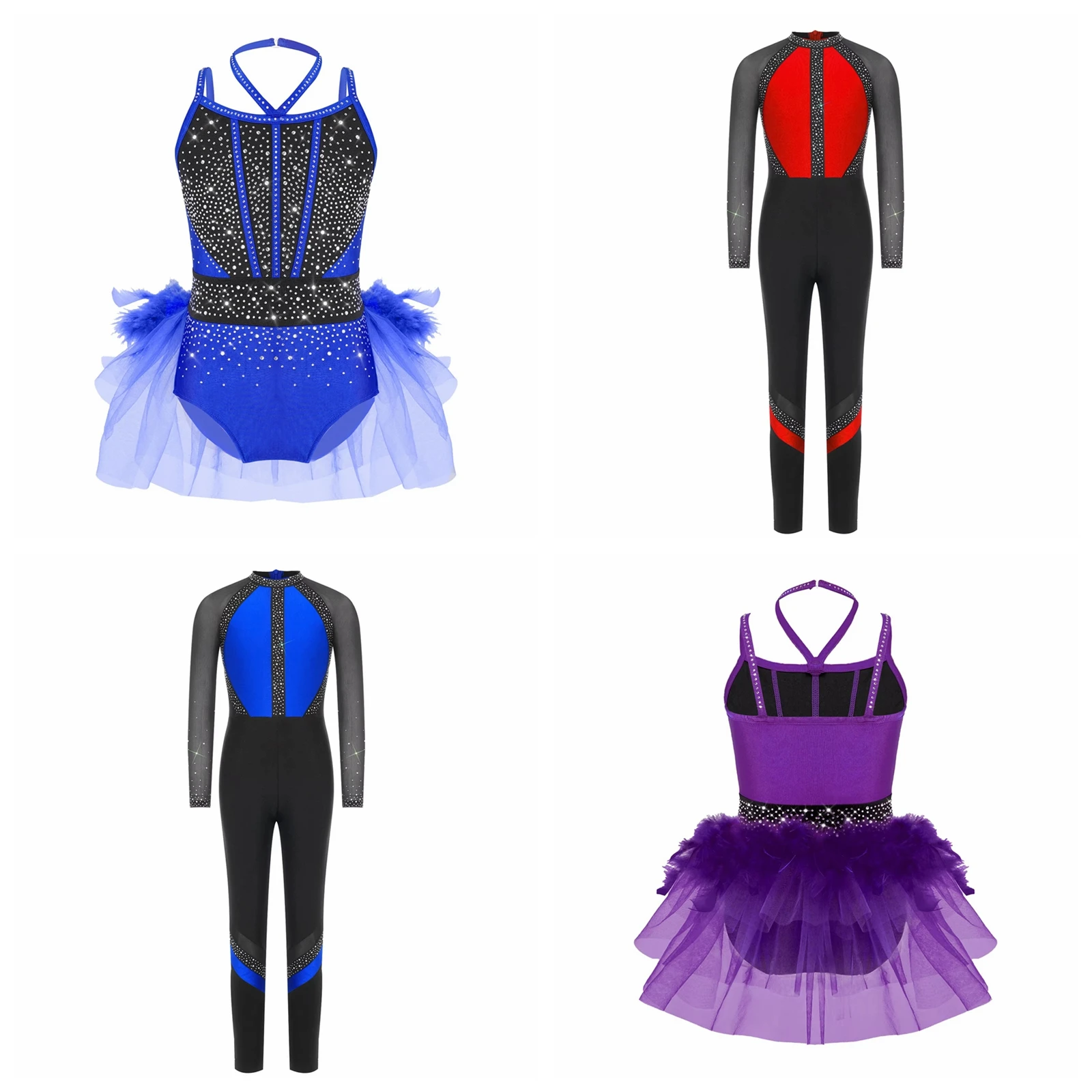 Girls Bodysuit Kid Ballet Leotard Figure Skating Dance Unitard Colorblock Acrobatics Costume Rhythmic Gymnastics Jumpsuit