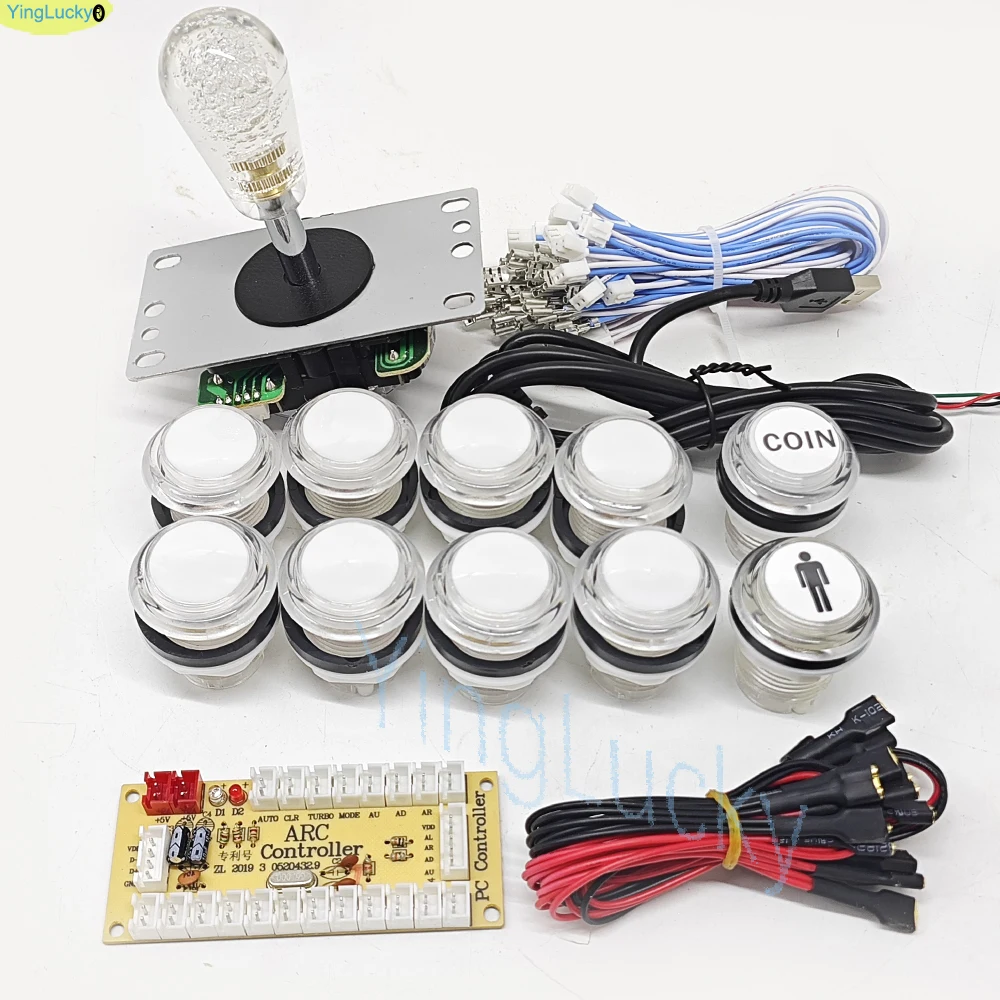 2-speler DIY Arcade Game Kit voor PC Raspberry Pi met LED-drukknoppen Amerikaanse stijl joystick USB-encoderkabels Mame Jamma