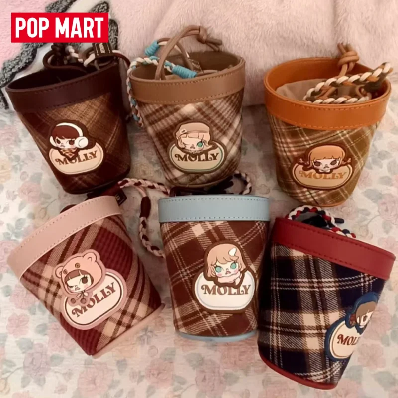 

POPMART натуральная детская мини-сумка Molly, коллекционные украшения, слепая коробка, зимняя посадка, клетчатая серия, зимний подарок для девочек, подарок на день рождения