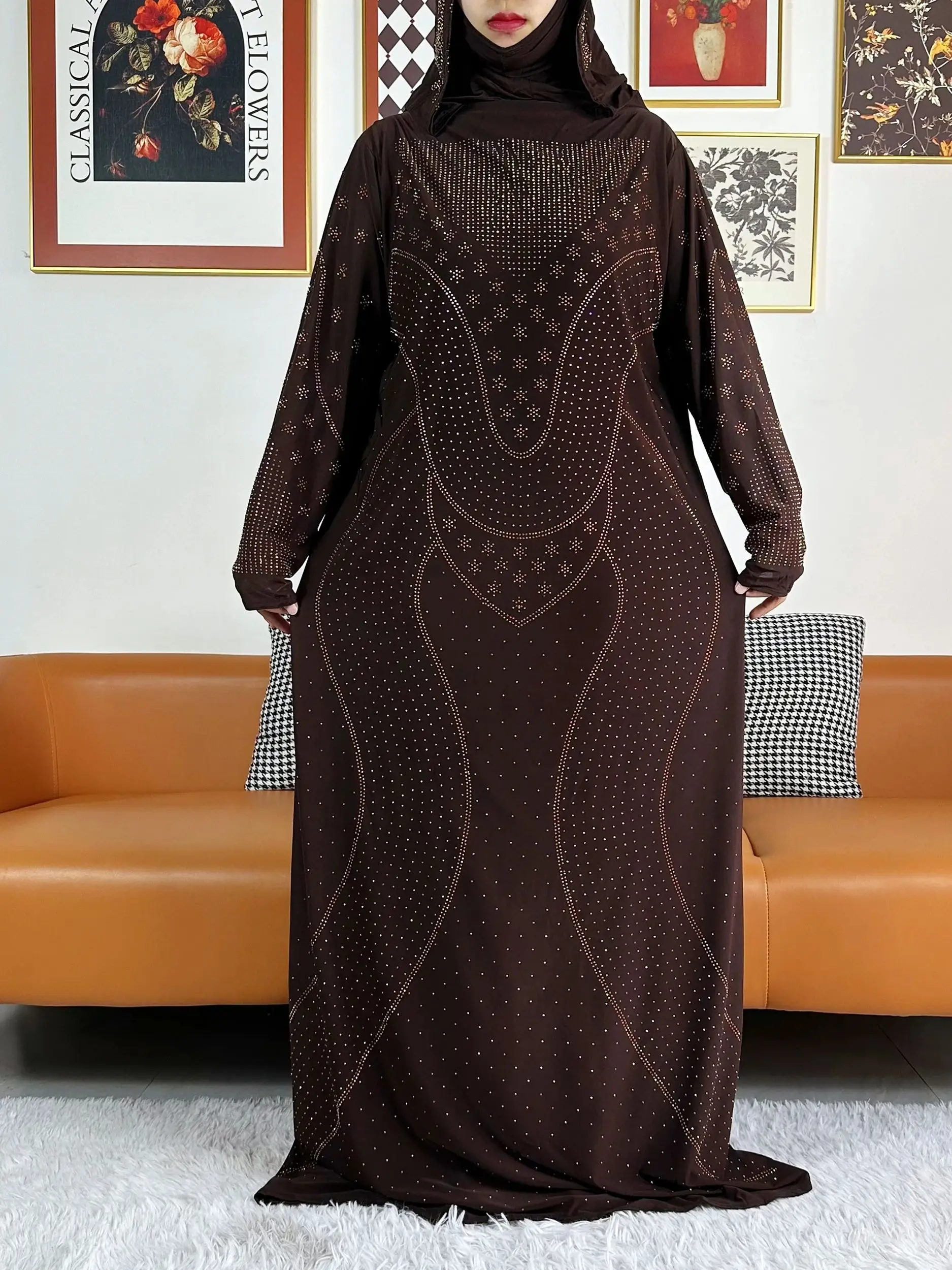 Muslim Women Prayer Kaftan Hooded Dress Solid Color Turkey-African Maxi Robe With Hijab Dubai Arab Abaya Islam Clothing  Ramadan