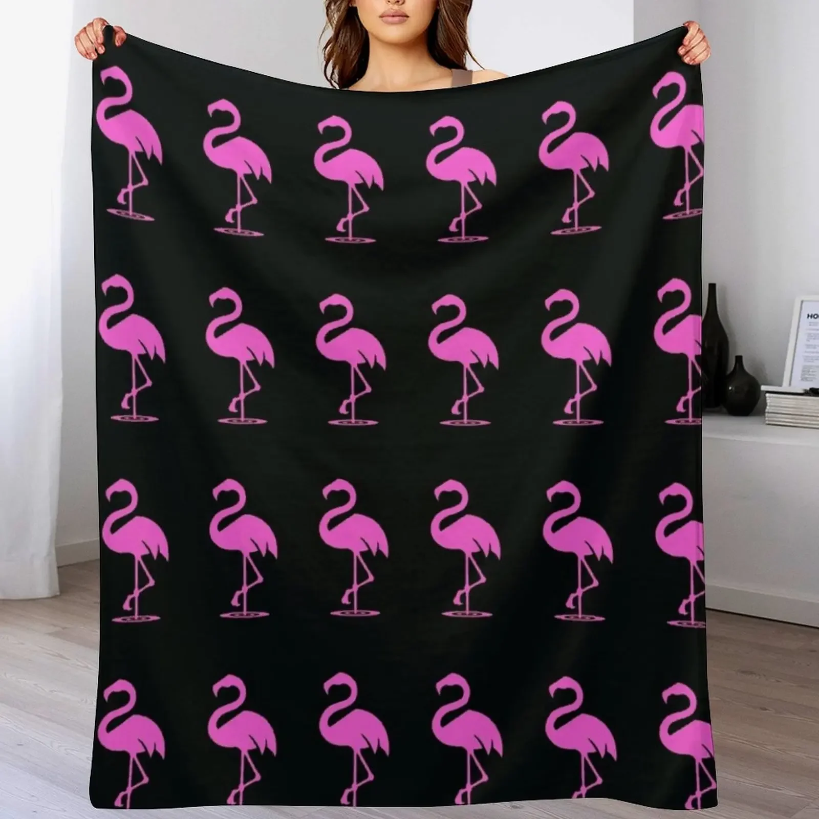 Pink Flamingo Outfit Pattern Throw Blanket Winter beds Warm Soft Blankets