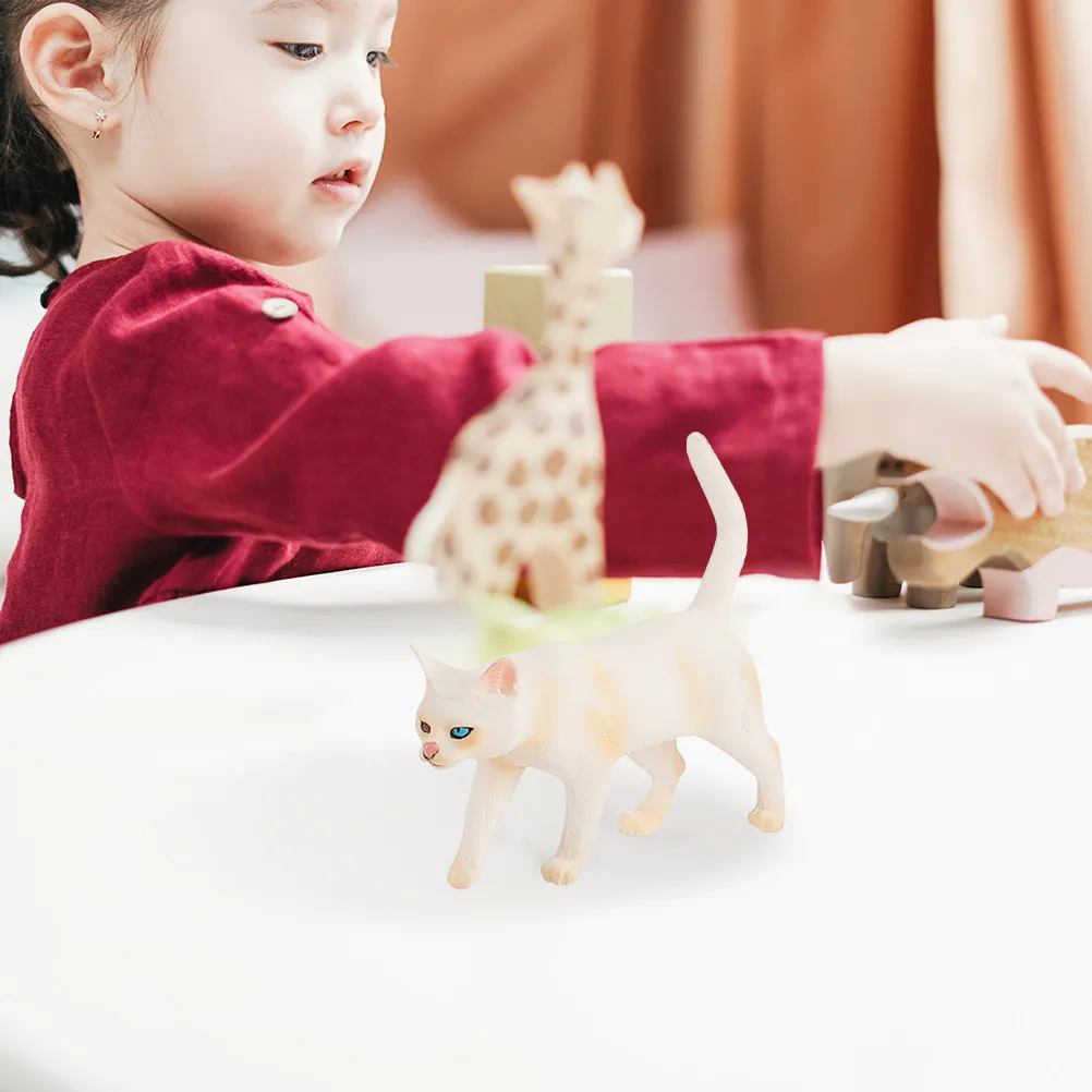 

Premium Plastic Realistic Kitten Statue for Kids Early Learning Home Office Desk Decor Adorable Lifelike Cat Ornament Desktop