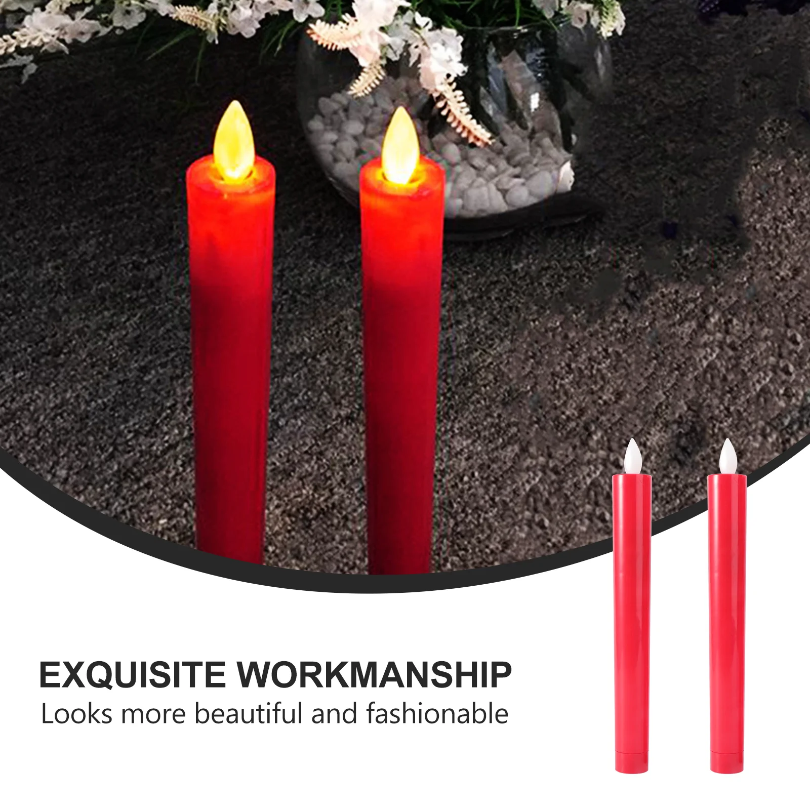 Decorative LED Lights Flameless Candles Taper Holders Candlesticks Household Conical