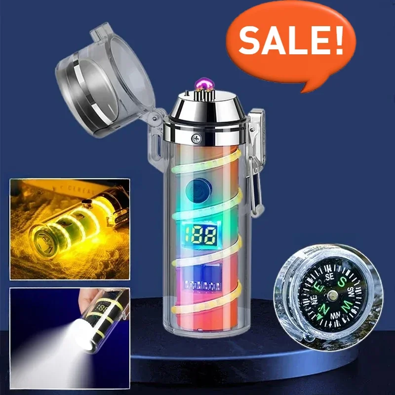 Waterproof and Windproof Dual Arc Electric Lighters, Multifunction Plasma, USB Rechargeable Lighter, Dream Atmosphere Light