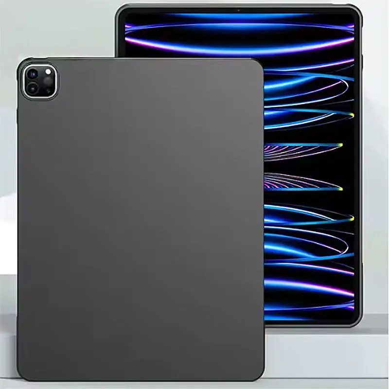 Funda Protectora Antigolpes para Tablet Apple iPad Pro 12.9" 2022 6.ª Gen. A2764 A2437 A2766 A2436, Carcasa Delgada de Silicona TPU Suave Negra