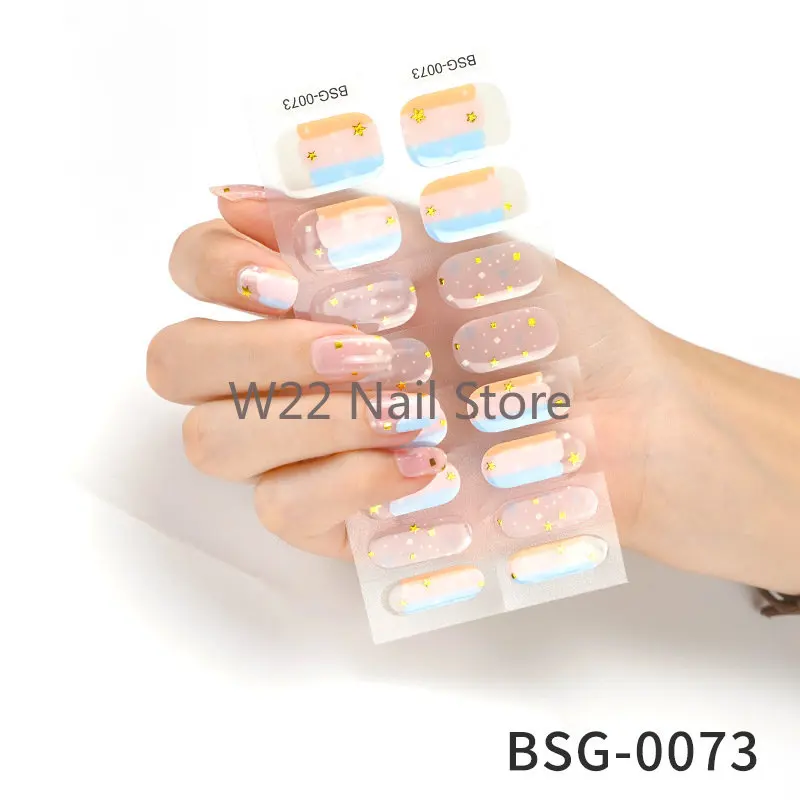 Semi Cured Gel Nails Art Sliders Manicure Decor UV LED Lamp Semi Cured Gel Design Nail Decals Fashion Nail Sticker Decoration