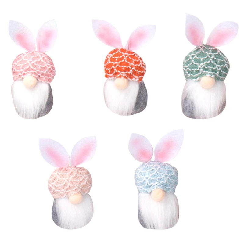 5PCS Easter Gnomes Set Kit Bunny Handmade Spring Easter Gnomes/ Elf Gifts Easter Decorations Set Kit For The Home Party