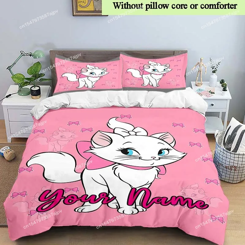 Marie Cat in Paris Custom Bedding Set Disney Cartoon Quilt Cover Children Gift (3 Piece Polyester Cover Set, Without Core)-LI