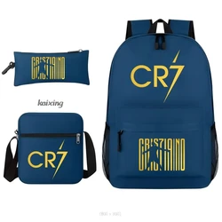 New CR7 Backpacks 3Pcs Football Stars Printe Lightweight Simple Laptop School Bags Junior-senior high school Students Mochilas