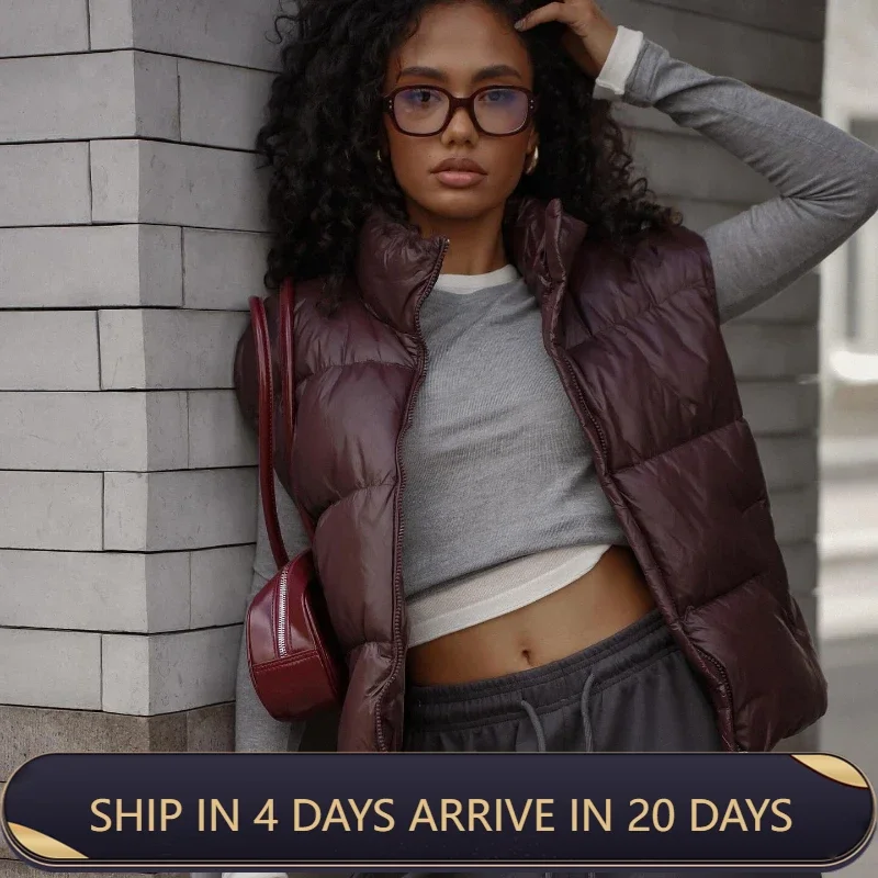 

Women's 2024 Short Cotton Jacket Vest Loose Fit High Neck And Thick Warm Cotton Ideal For Outdoor Wearing