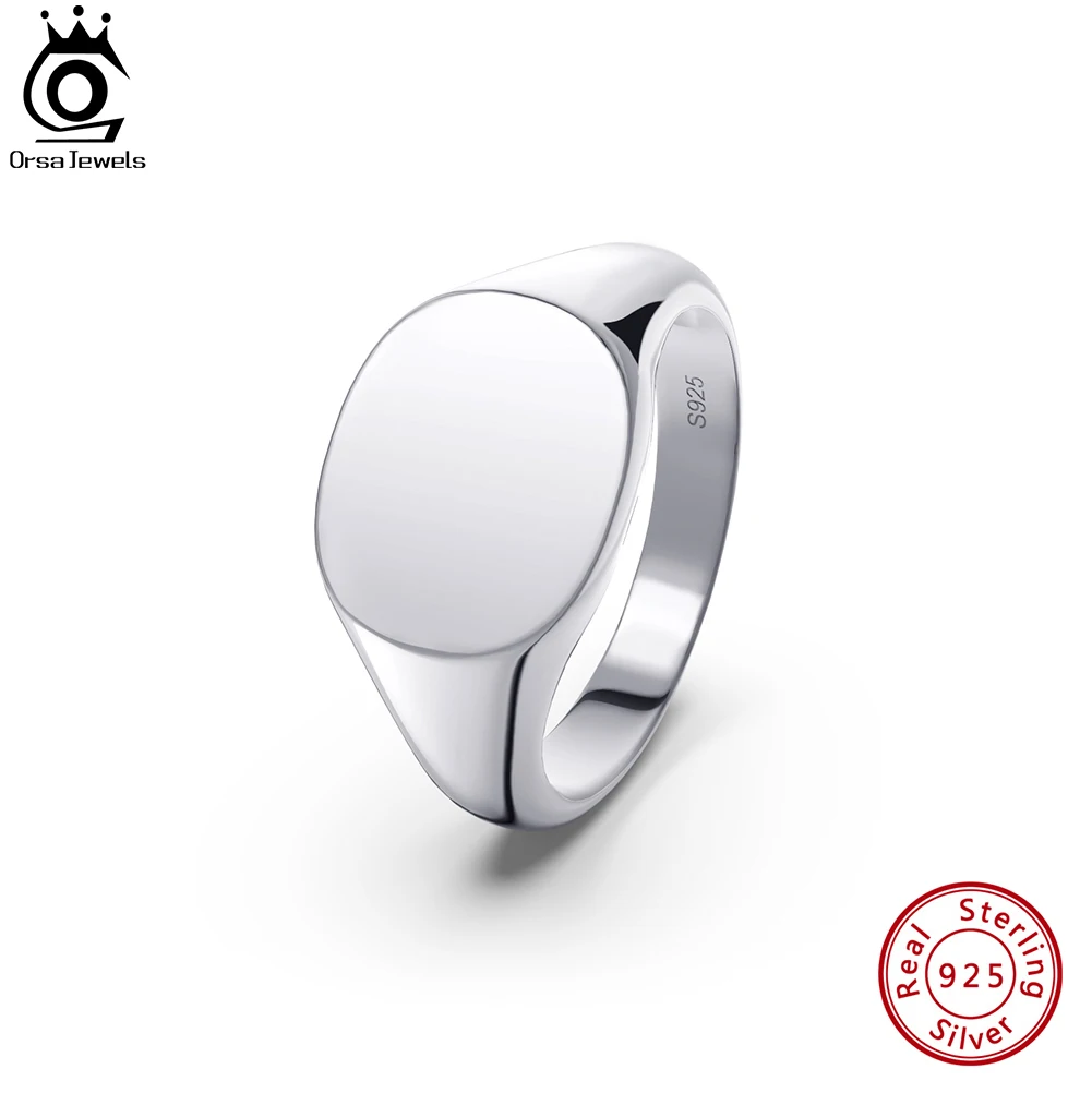 

ORSA JEWELS Classic 925 Sterling Silver Oval Shape Rings for Men Minimalist Turkish Rings Man Simple Finger Rings Jewelry NMR02