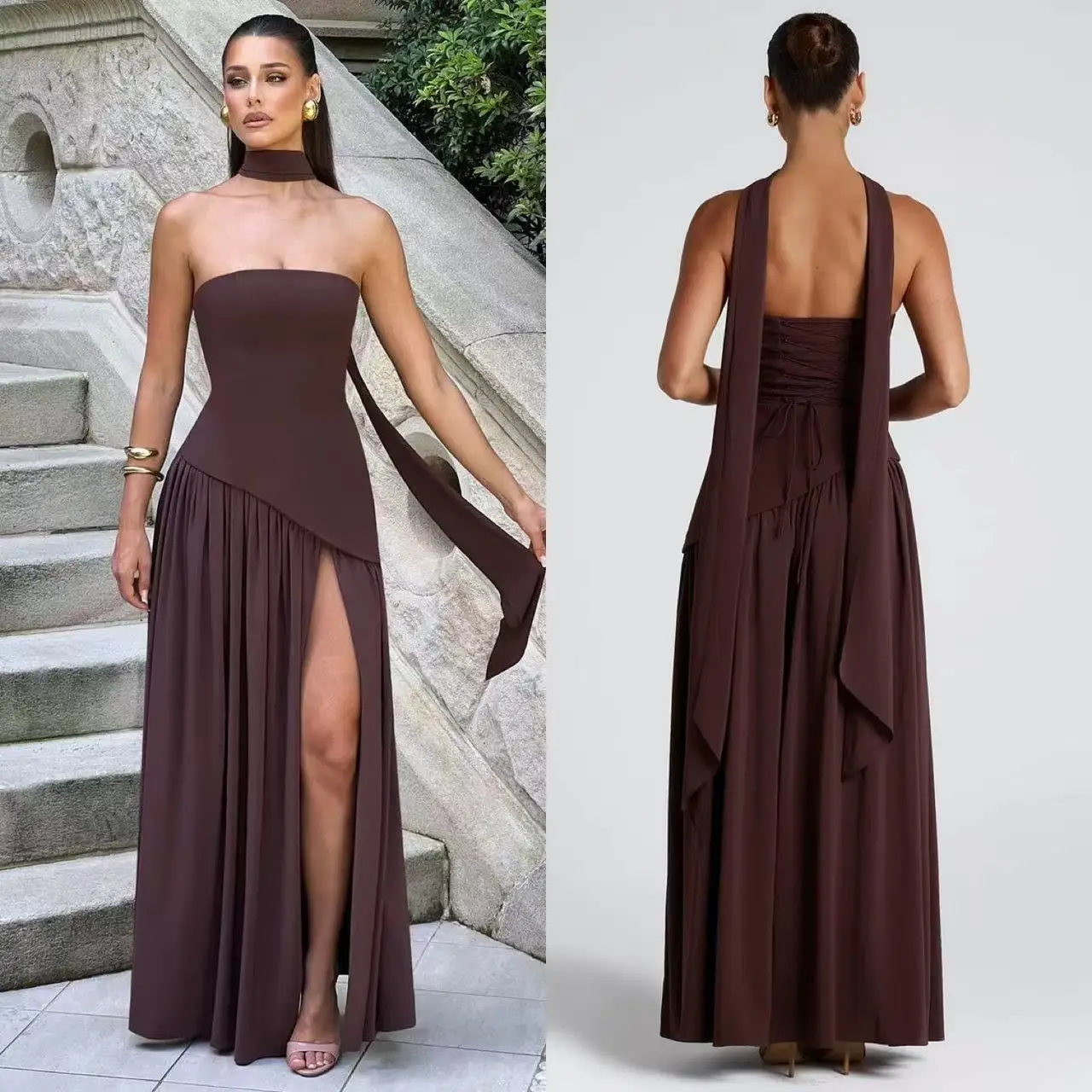 Printemps été nouveau Sle couleur Blo Sexy oulder Bared femmes Tube Dr à la mode âge réduisant Ladylike Polyester matériel