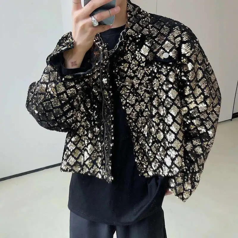 LUZHEN Splicing Sequins Design Trendy High Street Short Jackets Original Spring Men\'s Stylish Korean Reviews Many Clothes LZ7772