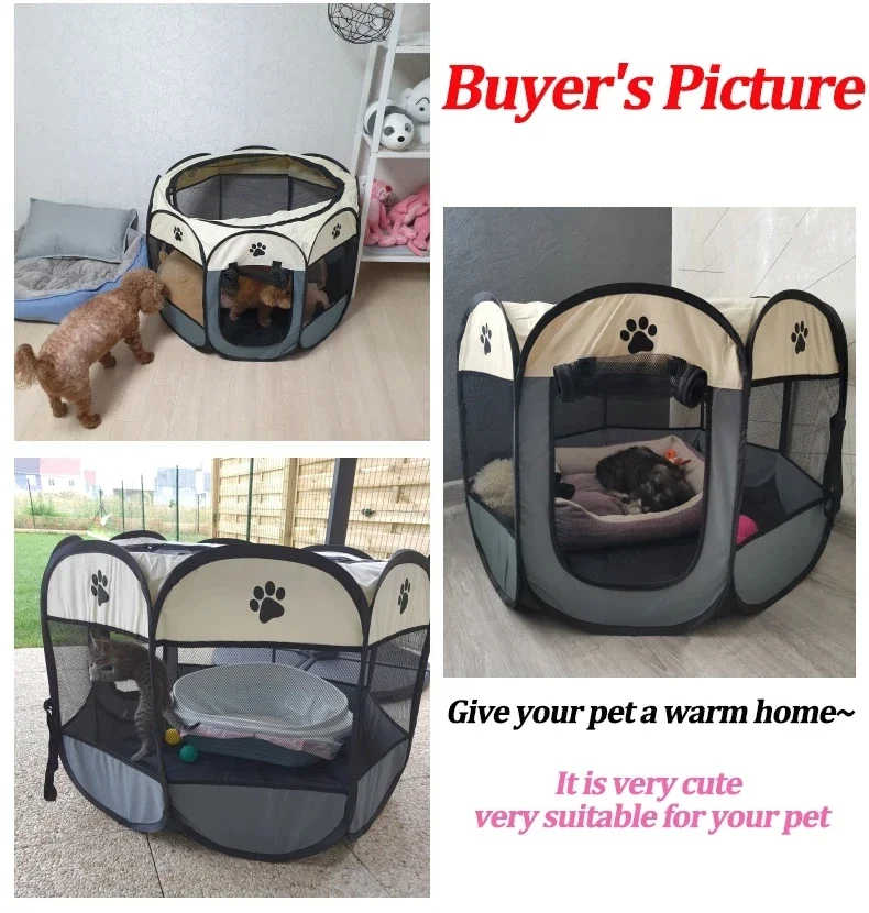 Portable Foldable Pet Tent Kennel Octagonal Fence Puppy Shelter Easy To Use Outdoor Easy Operation Large Dog Cages Cat Fences