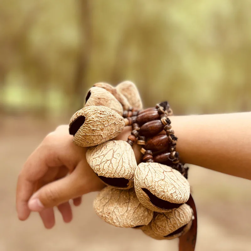 สร้อยข้อมือเปลือกผลไม้ธรรมชาติ กลองแอฟริกัน เครื่องดนตรีเคาะจังหวะ เครื่องดนตรีประกอบ เครื่องดนตรีเคาะจังหวะ เครื่องประดับ กระดิ่งมือ