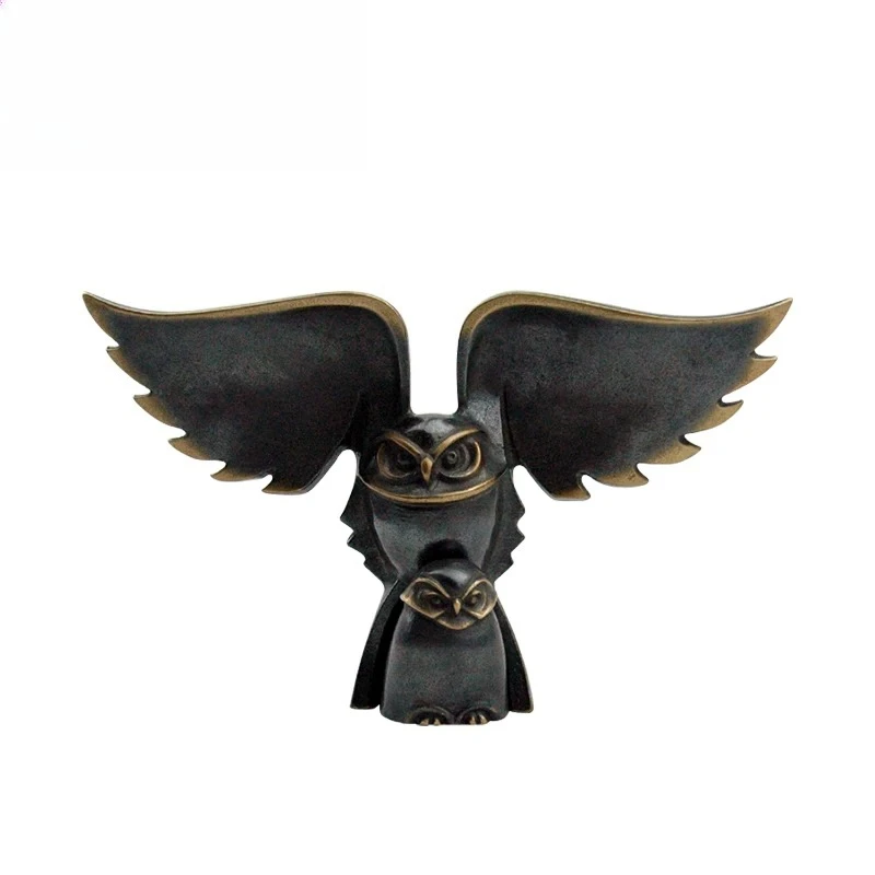 Bronze Smart Bird Creative Healing Mother and Child Warm Tabletop Ornament Original Artwork