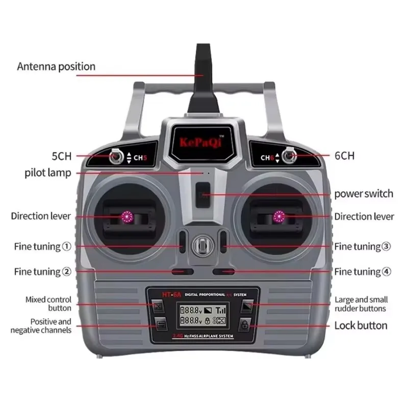 Kepaqi rc HT-6A ht6a 4.5-9v 2.4ghz 6ch pwm fhss transmissor de controle remoto F-06A f06a receptor para tanque de navio de carro de aeronave rc