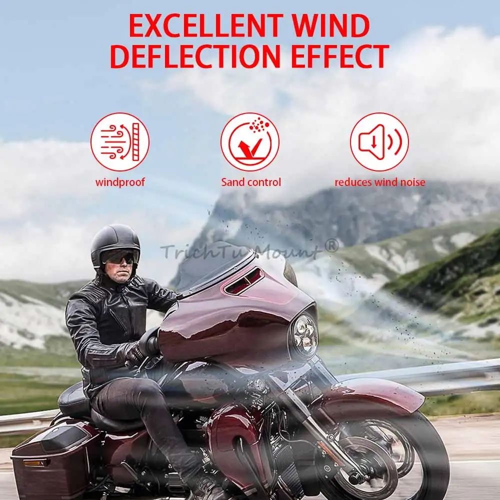 زجاج أمامي علوي مقاس 7 بوصة للدراجة النارية منحرف للرياح لدراجة Harley Touring Electra Street Glide Trike Tri 2014-2025
