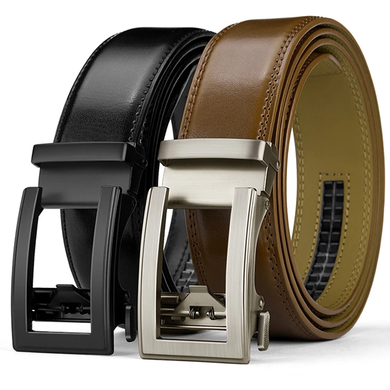 

Роскошный ремень из натуральной кожи, мужской повседневный деловой ремень из воловьей кожи, автоматический ремень с храповым механизмом для мужчин, джинсы, брюки, пояс