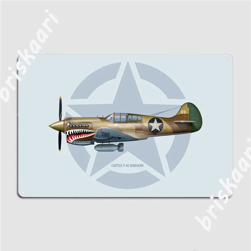 Curtiss P40 Warhawk Poster Metal Plaque Club Bar Classic Club Home Plaques Tin Sign Posters