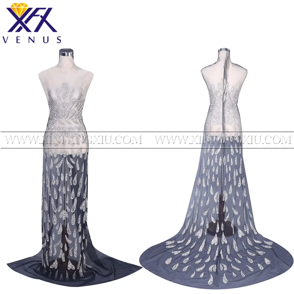 XFX VENUS 1 Set Front&back Dress Beads Applique Rhinestones Bodice Patches Embroidery  Beads Fabric Patch DIY Handcraft Apparel