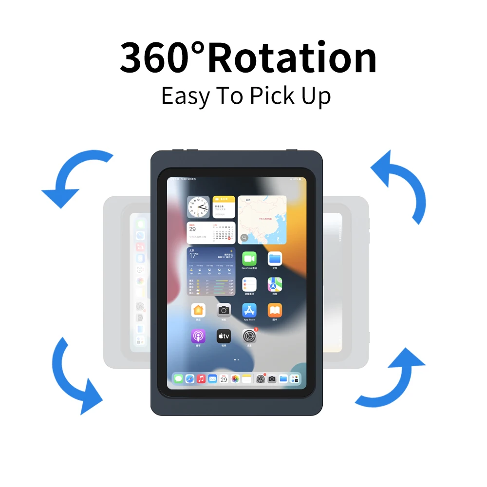 EMONITA draadloze oplader voor wandmontage voor iPad (7e/8e/9e generatie) – 118 mm doos POE en DC tot 18 W snel opladen magnetische houder