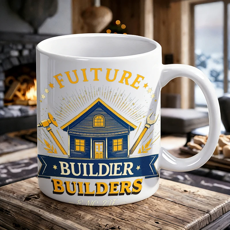 

Retro American 'Builder' Ceramic Mug, coffee mug, milk mug, office tea cup, drinking cup, gift for friends, fade-resistant