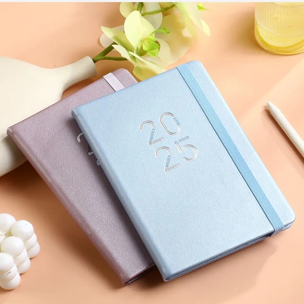 A5 スケッチブック 2025 プランナーノートブック 312 ページ革表面ビジネスノートブック 5 色ストラップ付き日記ライティングパッド