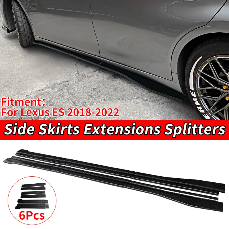 

Car Side Skirt Accessories Adjustable Bumper Carbon Fiber Look Modifiedextension Rocker Plate Lip ABS For Lexus ES 2018-2022