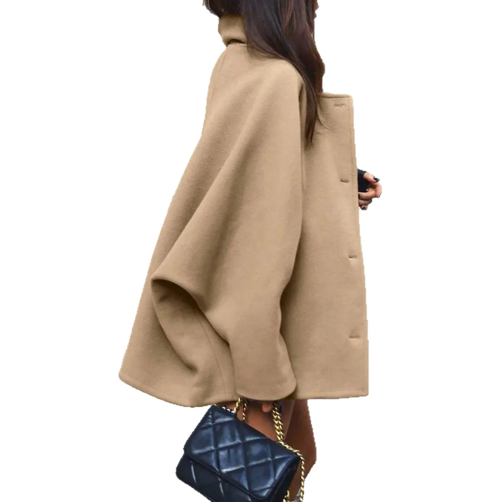 Women’s Wool Blend Coat Autumn Winter Korean Fashion Mid Length Elegant Daily Wear