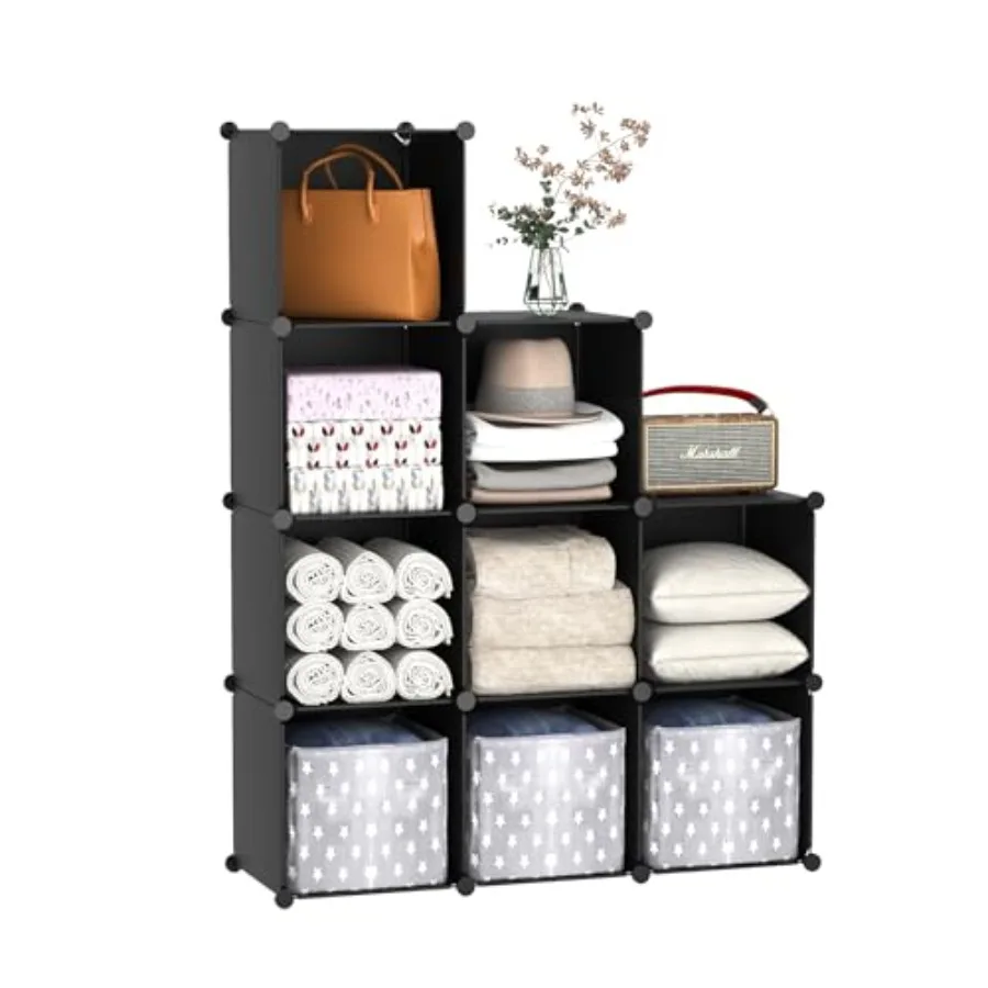 

Cube Storage 9-Cube Bookshelf Plastic Closet Cabinet Organizer DIY Stackable Bookcase Modular Shelving Units Ideal for Home Off