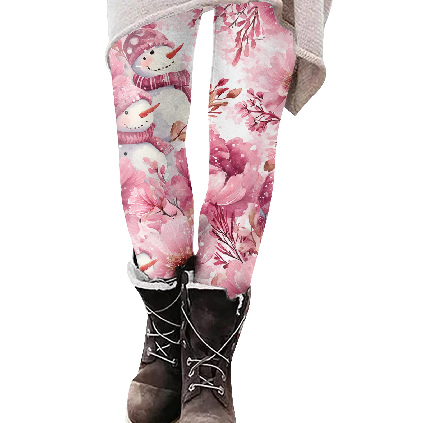 سراويل ضيقة نسائية من البوليستر اللدنة تمتد مرونة الخصر ملابس الشارع الشهير بانت عيد الميلاد ندفة الثلج جرافيك في الهواء الطلق بنطلون 2025