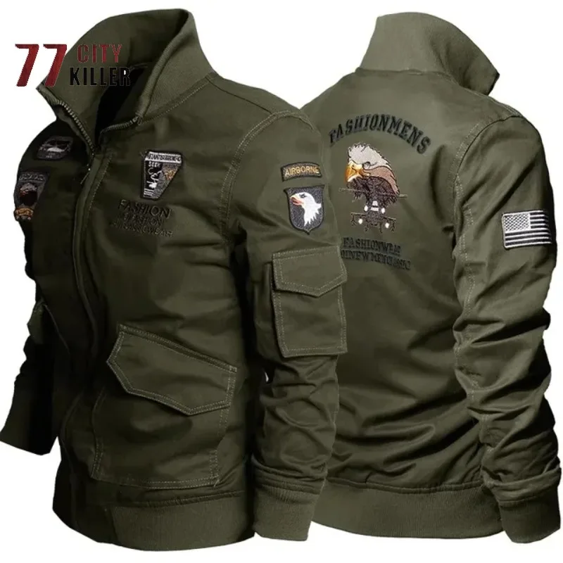 

77City Killer Military Jacket Men Plus Size 6XL Bomber Jacket Men Autumn Winter Casual Cotton Flight Jackets Jaqueta Masculina