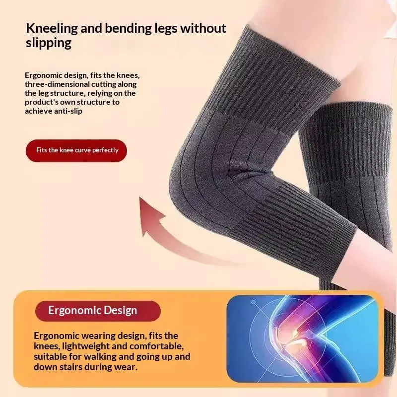 1 Pair Thick Warm Wool Kneepad Leg Guard Cashmere Knee Protector Windproof Coldproof Leg Warmers Women Men KneeCap Leg Sleeves