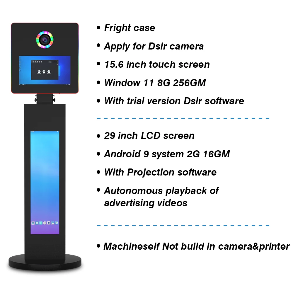 Portable 15.6-Inch DSLR Photo Booth with 29 Inch LCD Screen Selfie Camera for Parties Party Supplies