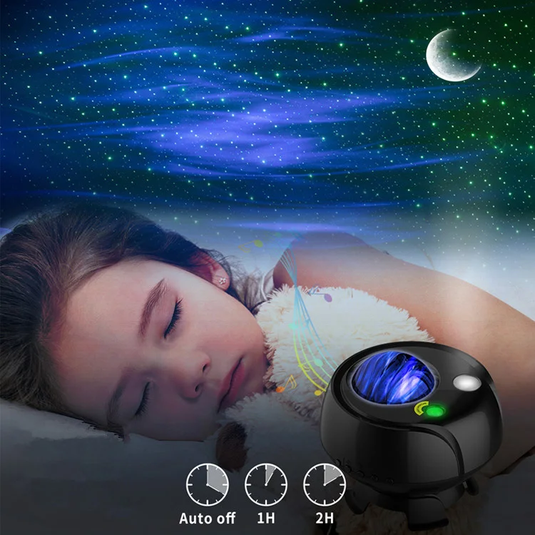 3 in 1 Galaxy Star Projector Night Light Wireless Music Speaker Dynamic Ocean Wave Aurora/Moon/Starry Lamp for KidsTeen Adults