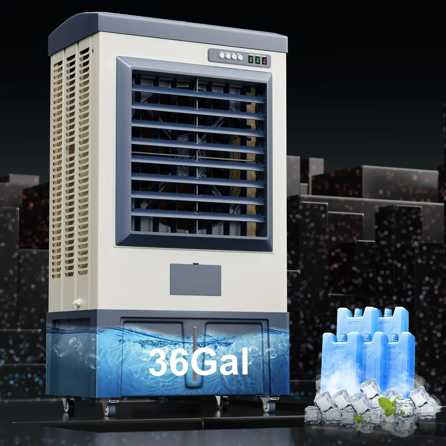 Landeagle 56 Swamp Cooler Air Conditioner 8979CFM Portable Evaporative Cooling Fan 36 Gal Water Tank 120 Oscillation Continuous Auto Fill for Patio Garage