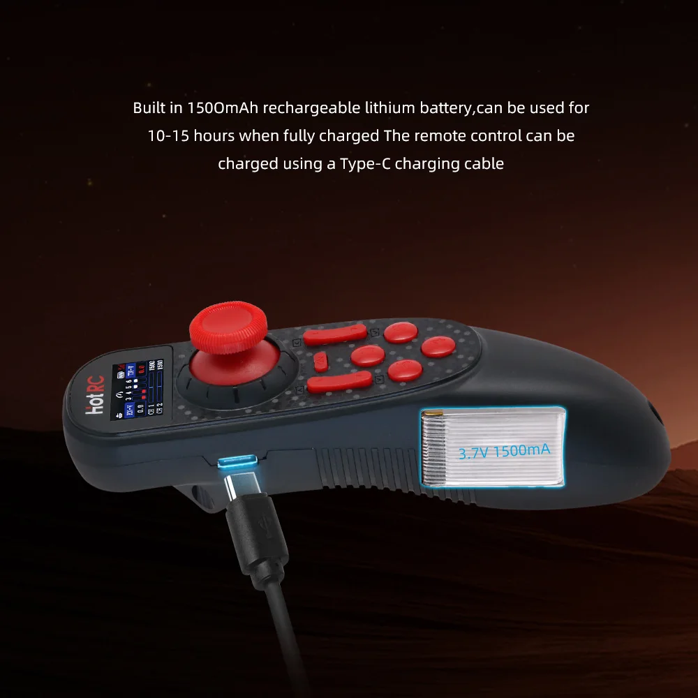 HOTRC DS-650 / DS-600 2,4G 6CH transmisor de control remoto Color/pantalla ordinaria con receptor de F-06A para coche barco RC