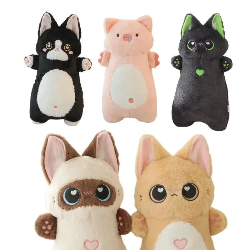 

Kawaii Siamese Cat Doll Plush Toy Standing Fluffy Cuddly Long Pillow Cartoon Animal Sleeping Leg Support Pillow Hug Plushie Gift